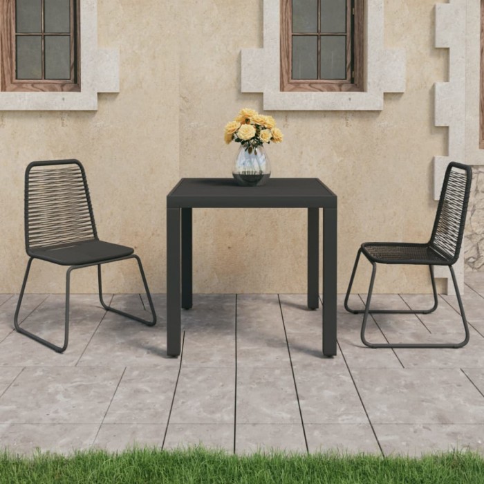 Set mobilier de gradina, 3 piese, negru, ratan PVC GartenMobel Dekor