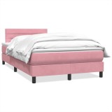 Cumpara ieftin Pat box spring cu saltea, roz, 120x220 cm, catifea