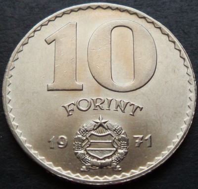 Moneda 10 FORINTI - RP UNGARA / UNGARIA, anul 1971 *cod 2977 = UNC gradabila foto