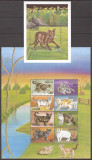 REPUBLICA CENTRAFRICANA FAUNA FELINE ( bloc + colita dt. ) MNH, Nestampilat