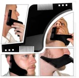 Set Pieptan contur barba, GOGOU&reg;, purta o baveta, sablon pentru modelarea barbii, Negru