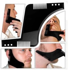 Set Pieptan contur barba, GOGOU&reg;, purta o baveta, sablon pentru modelarea barbii, Negru