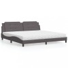 VidaXL Pat cu saltea, Zadar, gri, 200x200 cm, piele ecologică 3208890
