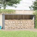 vidaXL Șopron Lemne Oțel Galvanizat 330x84x152cm Gri Depozitare Lemne Foc Magazie Gradina