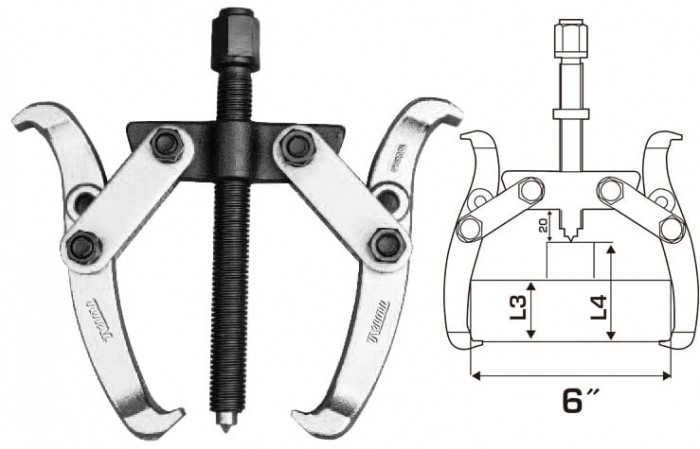 TOTAL - EXTRACTOR RULMENTI CU 2 BRATE - 6&quot; (INDUSTRIAL) PowerTool TopQuality