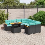 Cumpara ieftin Set canapele de grădină cu perne, 9 piese, negru, poliratan