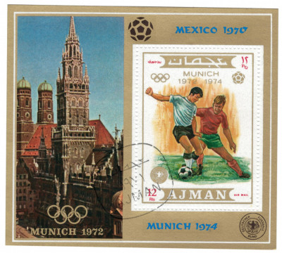 AJMAN 1971 - Sport, C.M. Fotbal Germania / bloc CTO foto