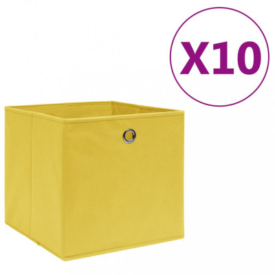 vidaXL Cutii depozitare, 10 buc., galben, 28x28x28 cm, textil nețesut foto