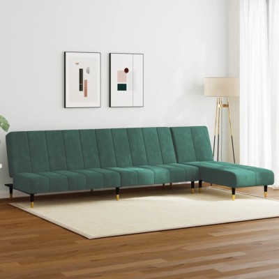 vidaXL Set canapele, 2 piese, verde &amp;icirc;nchis, catifea 3216297 foto