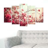 Cumpara ieftin Tablou MDF ( 5 buc ) Gradina Japoneaza, Multicolor, 60x110 cm