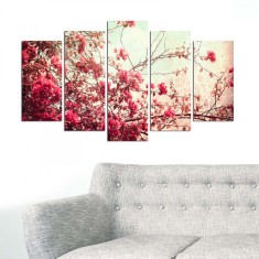 Tablou MDF ( 5 buc ) Gradina Japoneaza, Multicolor, 60x110 cm foto