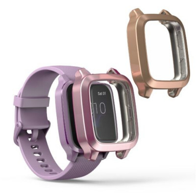 Set 2 huse pentru Garmin Venu Sq/Venu Sq Music, Kwmobile, Roz/Rose Gold, Silicon, 57775.06 foto