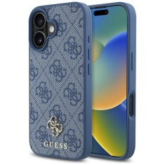Husa iPhone 16 Guess 4G Small and Classic Logo MagSafe, albastru, GUHMP16SP4SM4MB foto