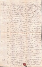 A3062N Zălogire de păm&acirc;nturi contra unul &icirc;mprumut de florini renani, 1826, T&acirc;rgu Lăpuș, Maramureș, cu sigiliu nobiliar &icirc;n ceară roșie, limba maghiară
