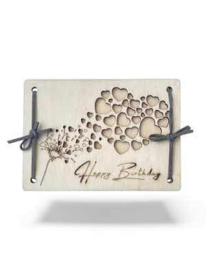 Felicitare din lemn gravată foto