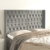 VidaXL Tăblie de pat cu aripioare gri deschis 147x16x118/128cm catifea 3119964
