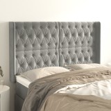 VidaXL Tăblie de pat cu aripioare gri deschis 147x16x118/128cm catifea 3119964