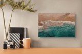 Tablou Canvas, "Valuri liniștite pe plajă &icirc;ntinsă", Nisip, Valuri, Ocean, Spumă, Coastă, Persoane, Relaxare, Natură, 39 x 26 cm, CMCLASS