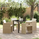 VidaXL Set de dining de grădină 5 piese cu perne Bej Rattan Poly