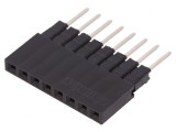 Soclu pini mamă 8 pini drept 2,54mm THT aurit 3A, CONNFLY
