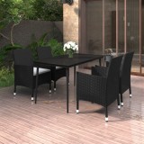 vidaXL Set mobilier de grădină cu perne 5 piese poliratan &amp; sticlă