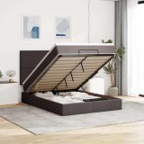 vidaXL Cadru de pat otoman cu saltea țesătură maro &icirc;nchis 140x190cm