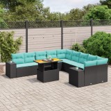 Cumpara ieftin Set canapele de grădină cu perne, 11 piese, negru, poliratan