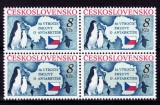 Cumpara ieftin ✅ ( S20 ) Cehoslovacia 1991 "30 ani Tratatul Antarcticii" pinguini , serie in bloc de 4 , Michel 3086 cota 8 &euro; , MNH