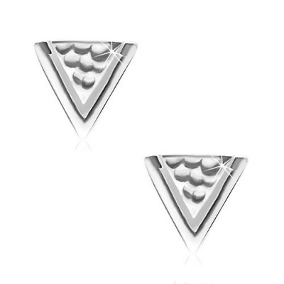 Cercei din argint - formă triunghiulară cu gravuri foto