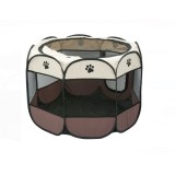 Tarc Căței Dog Park Maro-Bej 114x114x58cm, Pliabil, Impermeabil, Transport Ușor, Accesorii C&acirc;ini Pisici, Interior/Exterior, &le;30kg
