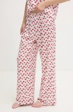 Abercrombie &amp; Fitch pantaloni de pijama femei, culoarea bej, satin, KI146-5047