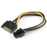 Cablu adaptor alimentare placa video PCIE 6 pini - SATA tata 0.2m, Generic