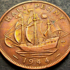 Moneda HALF PENNY - Marea Britanie/ ANGLIA, anul 1944 *cod 281
