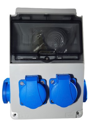Tablou echipat organizare de santier 217x117mm cu 4 prize monofazice schuko IP44 foto