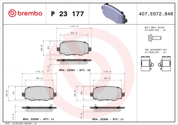 BREMBO P 23 177 PRIME LINE set placute frana disc