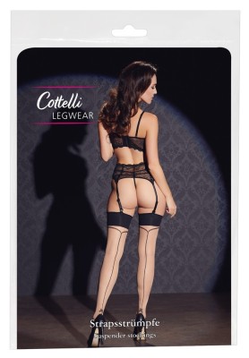 Ciorapi pentru portjartier Culoare bej/negru, Cotelli Legwear - marime L (4) foto