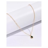 Colier auriu cu talisman verde - 94810