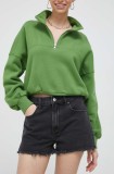Abercrombie &amp; Fitch pantaloni scurti jeans femei, culoarea negru, neted, high waist