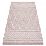 Covor ECO SISAL BOHO MOROC Caro 22297 franjuri - două niveluri de l&acirc;nă roz / cremă, covor reciclat, 117x170 cm, Dreptunghi