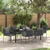 Set de dining pentru grădină cu 7 piese de la , cu perne din rattan polițat negru.