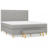 Cumpara ieftin Pat continental, gri deschis, 180x200 cm, material textil