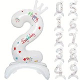 Balon din Folie Metalizata, Cyrax, Figurina Cifra, Model 2 cu Happy Birthday Scris, Tema Aniversare 81 cm, Ambalaj Individual, Pai Inclus, Umflare cu