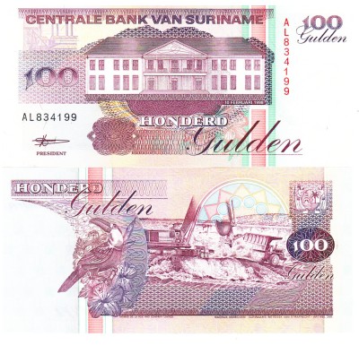 Suriname 100 Guldeni 1998 P-139b UNC foto