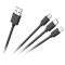 Cablu 3in1 USB A la micro USB + USB type C + Lightning 1.2m 2A