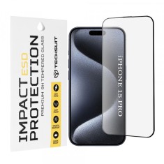 Folie de protectie Ecran Techsuit pentru Apple iPhone 15 Pro, Sticla Securizata, Full Glue, Neagra