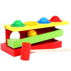 Jucarie din lemn Pista cu Bile si Ciocanel, 7Toys