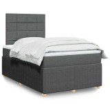 vidaXL Pat box spring cu saltea, gri &icirc;nchis, 120x190 cm, textil 3291996