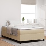 VidaXL Pat cu arcuri cu saltea Bej 120x200 cm Țesătură din corduroy