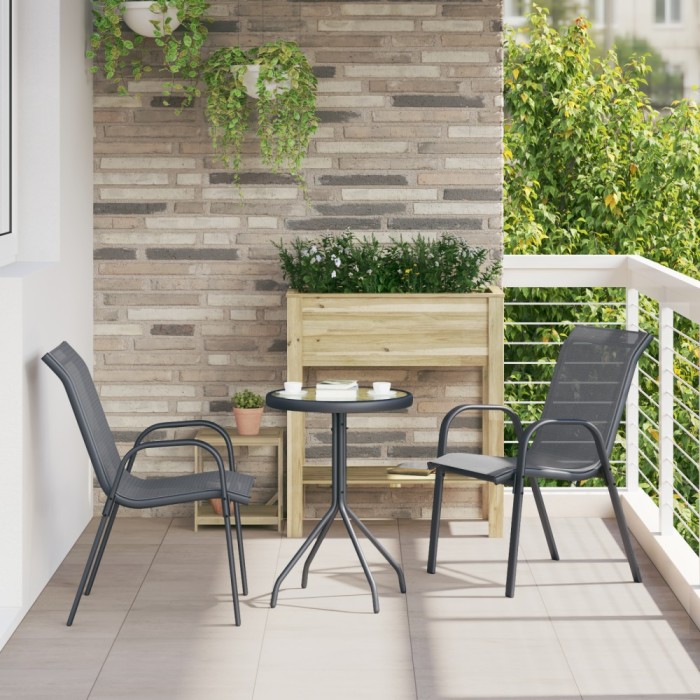 vidaXL Set Bistro 3 Piese Anthracite Textilenă și Oțel