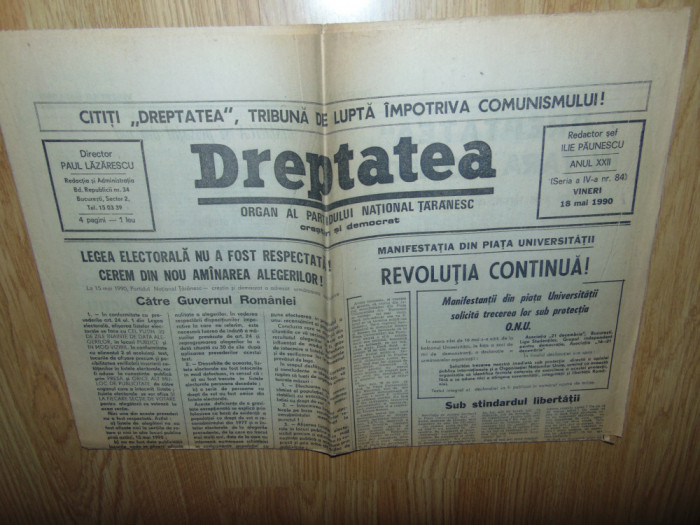 Ziarul Dreptatea 18 MAI 1990